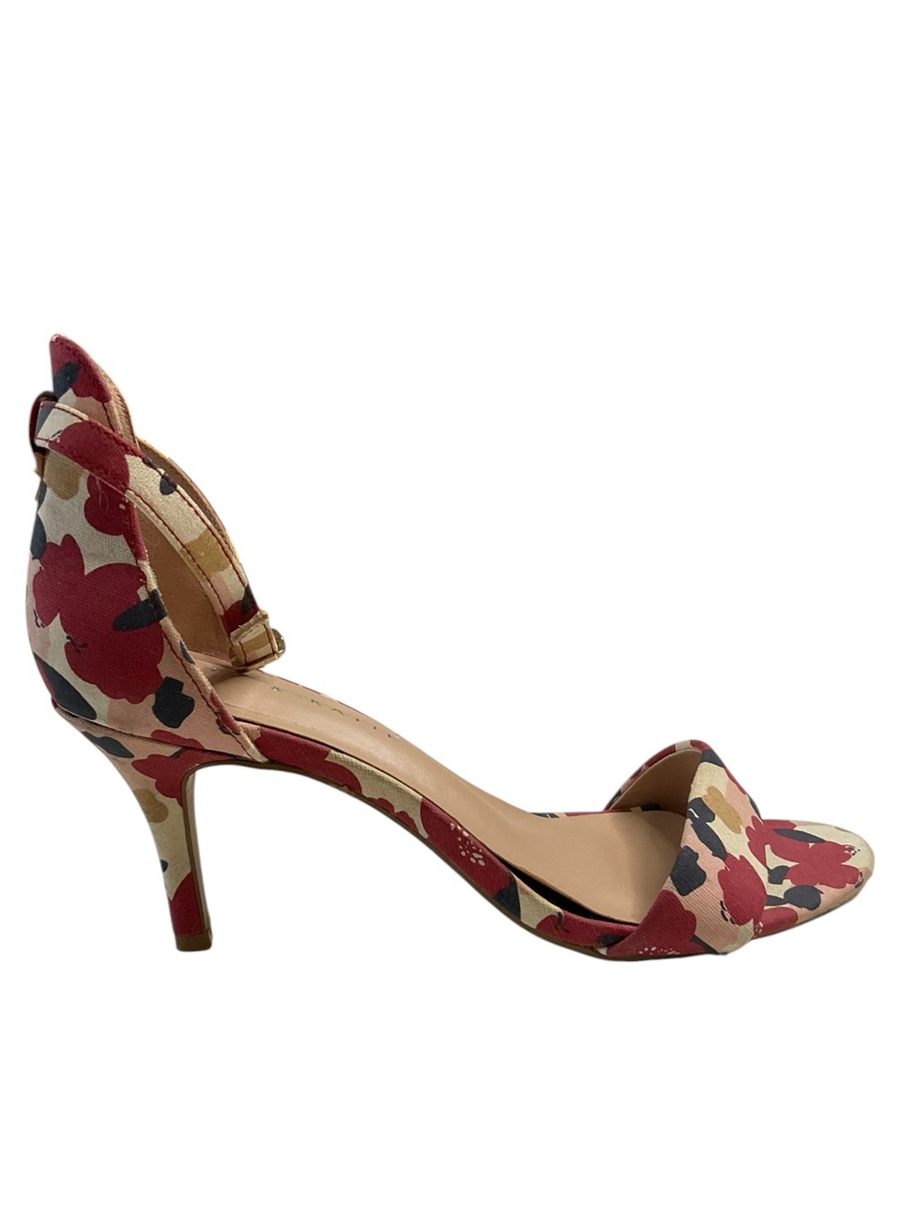 Kelly & Katie Red Floral Ankle-Strap Open Toe Heel Sandals